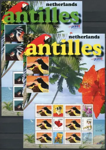 Niederländische Antillen 2006 Vögel Hunde Katzen Grußmarken Birds 1483-1494 MNH