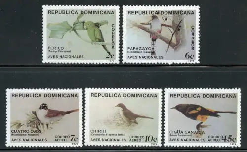 Dominikanische Republik 1979 Vögel Birds Tiere Sittich Tangare 1243-1247 MNH