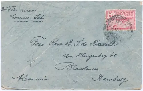 LATI 1940 Uruguay Brief mit EF 31.1.40 Montevideo Hamburg OKW Zensur / 1696