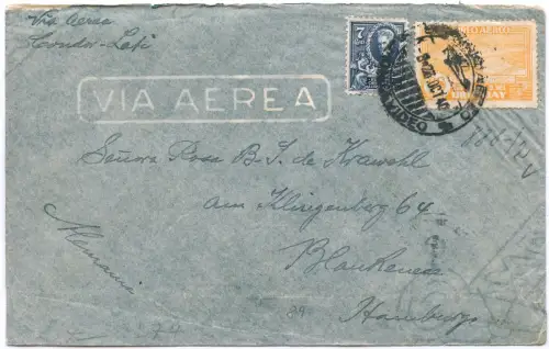 LATI 1940 Uruguay Brief mit MiF 23.10.40 Montevideo Hamburg OKW Zensur / 1697