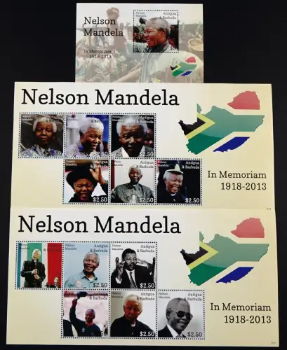 Antigua 2013 Nelson Mandela Politik Südafrika Präsident Flagge 5140-51 Block 719
