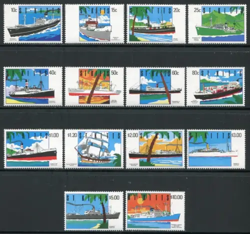 St. Kitts 1990 Schiffe Ships Navi Bateaux Freimarken 286-299 Postfrisch MNH