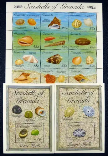 Grenada 1993 Schnecken Muscheln Shells Meerestiere 2596-2507 Block 342-343 MNH