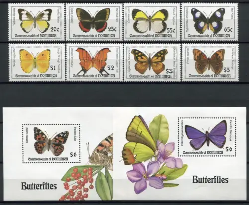 Dominica 1994 Schmetterlinge Butterflies Farfalla Mariposa 1834-41 Block 262-263