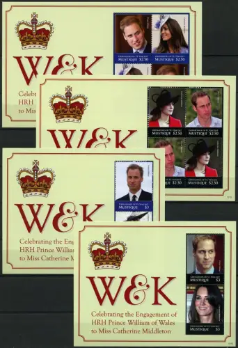 St Vincent Mustique 2011 Kgl. Verlobung Royal Engagement Prinz William Kate MNH