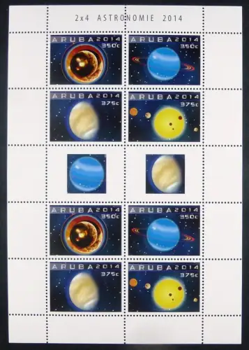Aruba 2014 Astronomie Astronomy Planeten Planets 817-820 Kleinbogen MNH