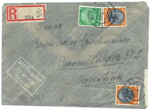 LATI 1940 Dt. Reich Reko-Brief 8.7.40 Wien Rom Coronel Suarez OKW Zensur / 1910