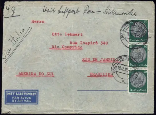 LATI 1939 Dt. Reich Brief 18.12.39 Oschersleben Erstflug?? OKW Zensur / 1914