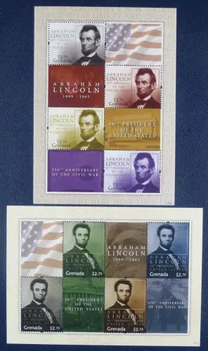 Grenada 2011 A. Lincoln Politik Geschichte US-Präsident Flagge 6398-6405 MNH