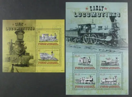 Grenada Grenadinen 2014 Eisenbahn Trains Railways Steam Locomotives MNH