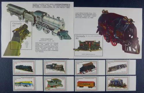 Grenada 1992 Eisenbahn Trains Railways Locomotives 2452-2459 Block 311-312 MNH