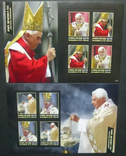 St. Vincent Union 2010 Papst Benedikt Pope Benedict Religion 499-502 KB MNH