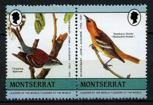 Montserrat 1985 Audubon Gemälde Zeichnungen 599-600 Nominale fehlt MNH / 265