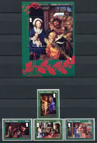 Turks & Caicos 2007 Weihnachten Gemälde Christmas 1848-1851 Block 233 MNH