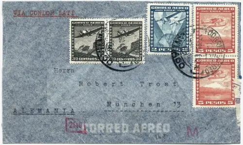 LATI 1941 Chile Brief Santiago Rio Rom München OKW Zensur / 1919