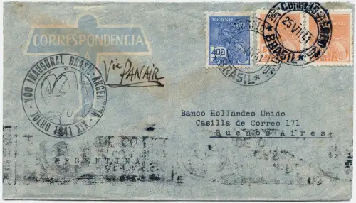 LATI 1941 Brasilien Erstflugbrief FFC Rio Buenos Aires Sonderstempel / 1922