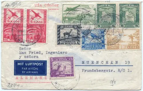 LATI 1940 Bolivien Brief Potosi Rio de Janeiro Rom München OKW-Zensur / 1928