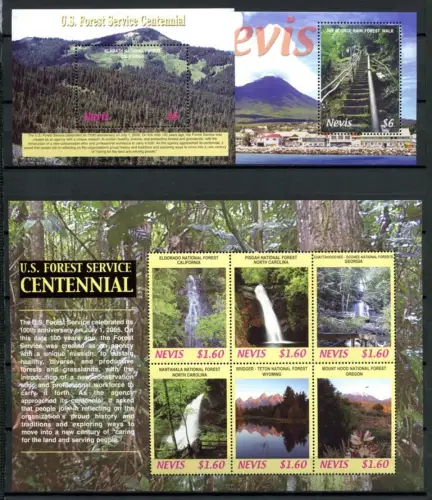 Nevis 2006 Wald Forrest Wasserfall Water Fall Natur 2136-2141 Block 262-263 MNH