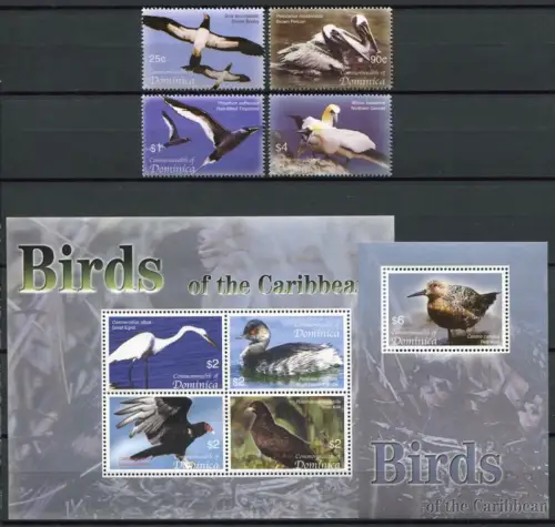 Dominica 2005 Vögel Birds Oiseaux Uccelli Wasservögel 3626-3633 Block 504 MNH