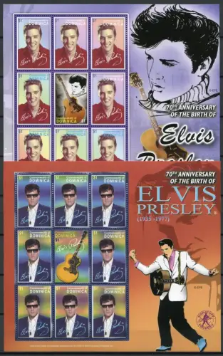 Dominica 2005 Elvis Presley Musik Musiker Sänger 3666-3669 Kleinbögen MNH