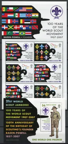 Turks & Caicos 2008 Pfadfinder Scouts Flaggen Flags 1870-1875 Block 236 MNH