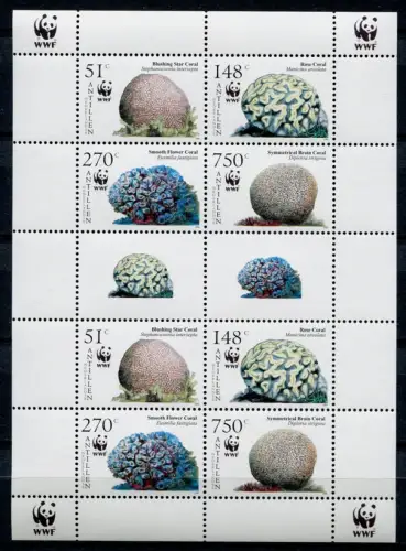 Niederländische Antillen 2005 WWF Korallen Corals Meerestiere KB 1401-1404 MNH