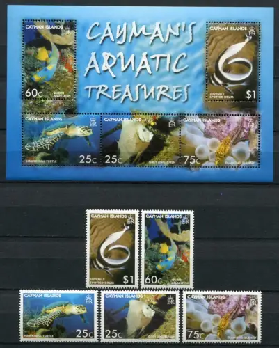 Kaiman-Inseln Cayman 2006 Meerestiere Fische Fishes 1033-1037 Block 46 MNH