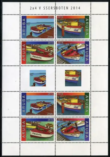 Aruba 2014 Fischerboote Schiffe Ships Boats Navi Bateaux 845-848 Kleinbogen MNH