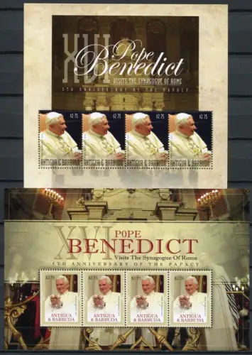 Antigua 2010 Papst Benedikt Pope Benedict 4849-4850 Kleinbögen Postfrisch MNH
