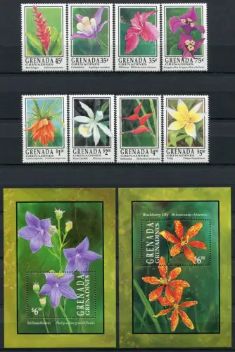 Grenada Grenadinen 1993 Blumen Flowers Blossoms Blüten 1693-1700 + Block 270-271
