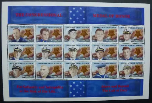 St. Vincent 1991 Pearl Harbour 2. Weltkrieg Helden Orden World War Block 184 MNH