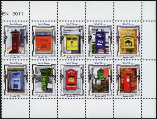 Aruba 2011 Briefkästen Brievenbussen Letter Mail Box Post 601-610 Postfrisch MNH