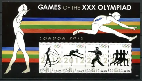 Antigua 2012 Olympiade London Olympics Laufsport Hürdenlauf Karate 5014-5017 MNH