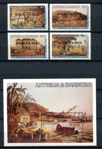 Barbuda 1984 Sklaverei Gemälde Plantagen Paintings Slavery 750-753 Block 86 MNH