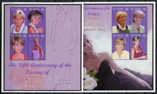 St. Kitts 2002 Lady Diana Royalty Britisches Königshaus 715-722 Postfrisch MNH