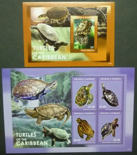 Antigua 2012 Schildkröten Turtles of the Caribbean 5053-5056 Block 702 MNH