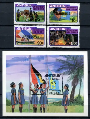 Barbuda 1981 Pfadfinder Scouts Flagge Flag 594-597 Block 63 MNH