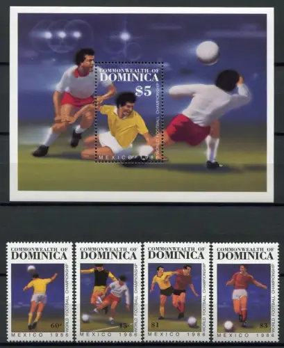 Dominica 1986 Fußball WM Soccer FIFA World Cup 949-952 Block 106 Postfrisch MNH
