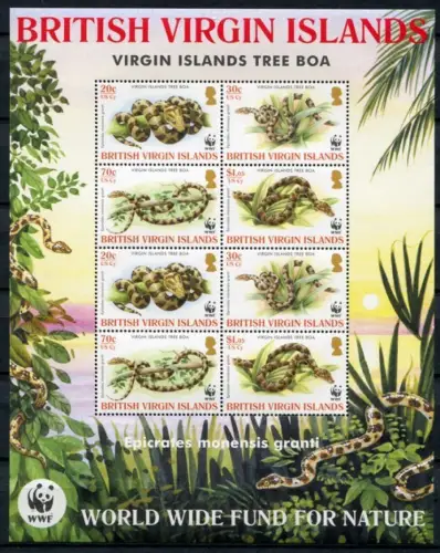 Jungferninseln Virgin Isl. 2005 WWF Schlangen Snakes Kleinbogen 1137-1140 MNH