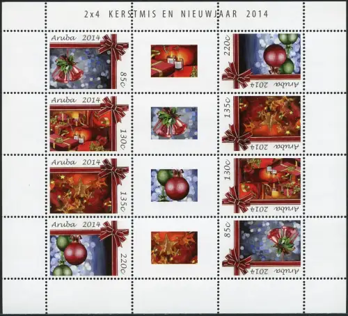 Aruba 2014 Weihnachten Christmas Kerstmis en Nieuwjaar 841-844 Kleinbogen MNH