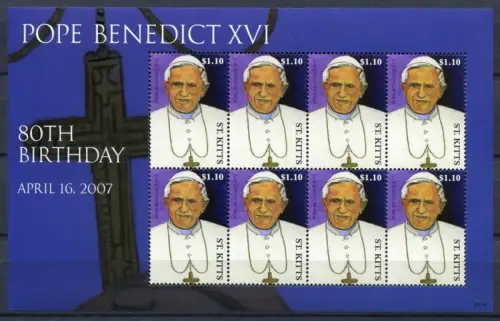 St. Kitts 2007 Papst Benedikt Pope Benedict Religion 1002 Kleinbogen MNH