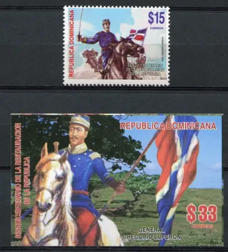 Dominikanische Republik 2013 General Luperon Reiter Pferd Flaggen MNH