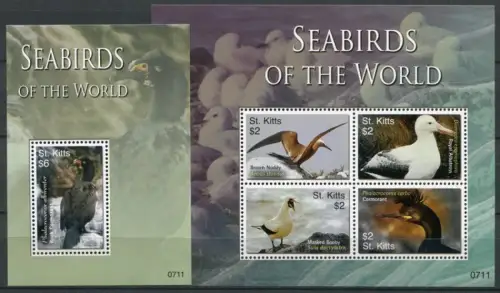 St. Kitts 2007 Seevögel Vögel Seabirds Uccelli Oiseaux 964-967 Block 83 MNH