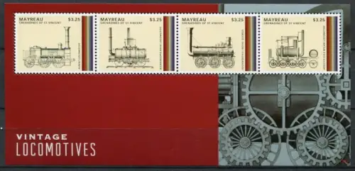 St. Vincent Mayreau 2013 Hist. Eisenbahn Trains Railways Locomotive MNH