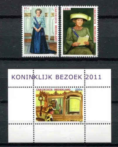 Karibische Niederlande 2011 Königlicher Besuch Royal Visit 16-17 + Block 1 MNH