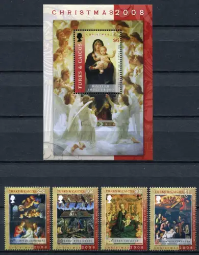 Turks & Caicos 2008 Weihnachten Gemälde Christmas 1882-1885 Block 238 MNH