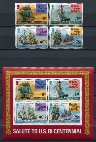 Jungferninseln Virgin Isl. 1976 Schiffe Ships Navi Bateaux 309-312 Block 7 MNH