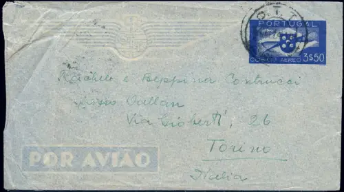 Portugal 1941 Brief/Ganzsache 15.12.41 Lissabon Turin Italien / 1940