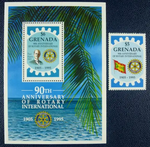 Grenada 1995 Rotary Flagge Paul Harris Flag 2962 + Block 398 Postfrisch MNH