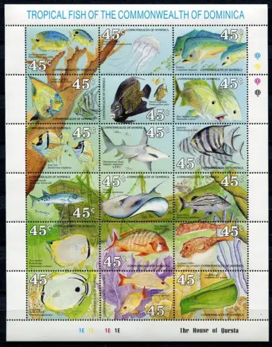 Dominica 1990 Fische Fishes Poissons Pesci Meerestiere Qualle 1292-1309 MNH